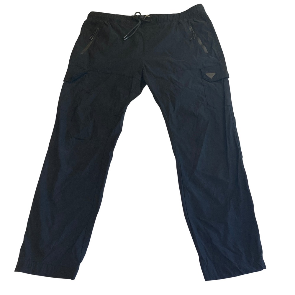 Benjamin Black Men 2X Cargo Jogger Pants Black Nylon 29" Inseam Stretch Techwear